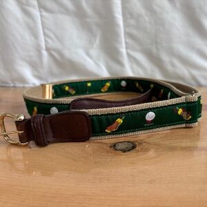 Vintage Alynn Adjustable Canvas Embroidered Golf themed Belt